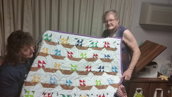 Mom with Quilt - start of Memorial-2