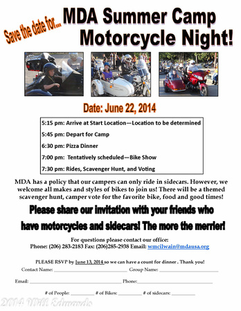 2014 MDA Summer Camp Motorcycle Night Save the Date